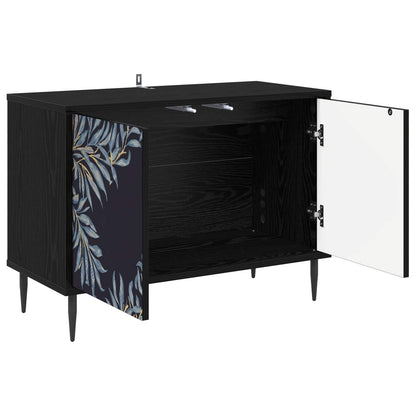 vidaXL TV Cabinet DOKKUM 69 x 33 x 50.5 cm Black Oak Engineered Wood 3