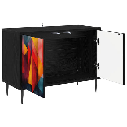 vidaXL TV Cabinet HEESCH 69 x 33 x 50.5 cm Black Oak Engineered Wood 4