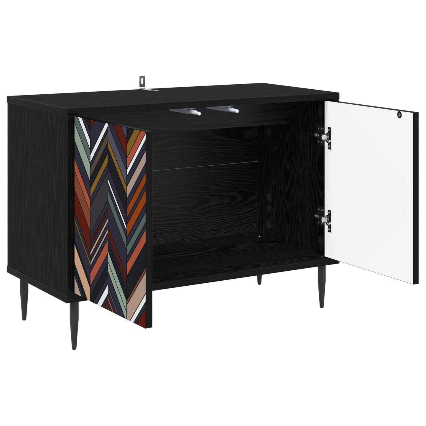 vidaXL TV Cabinet OMMEN 69 x 33 x 50.5 cm Black Oak Engineered Wood 3
