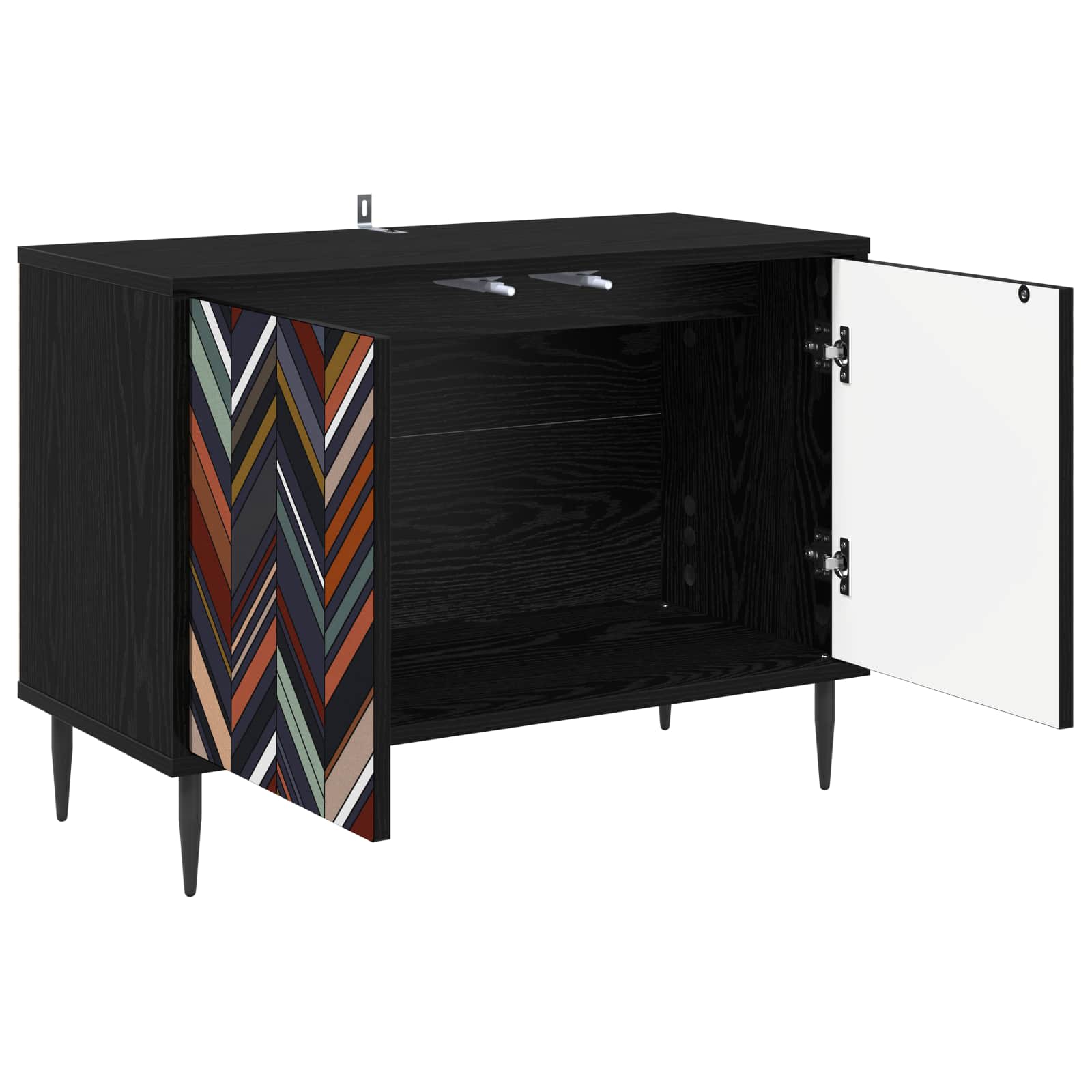 vidaXL TV Cabinet OMMEN 69 x 33 x 50.5 cm Black Oak Engineered Wood 3