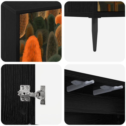 vidaXL TV Cabinet ZAANDAM 69 x 33 x 50.5 cm Black Oak Engineered Wood 6