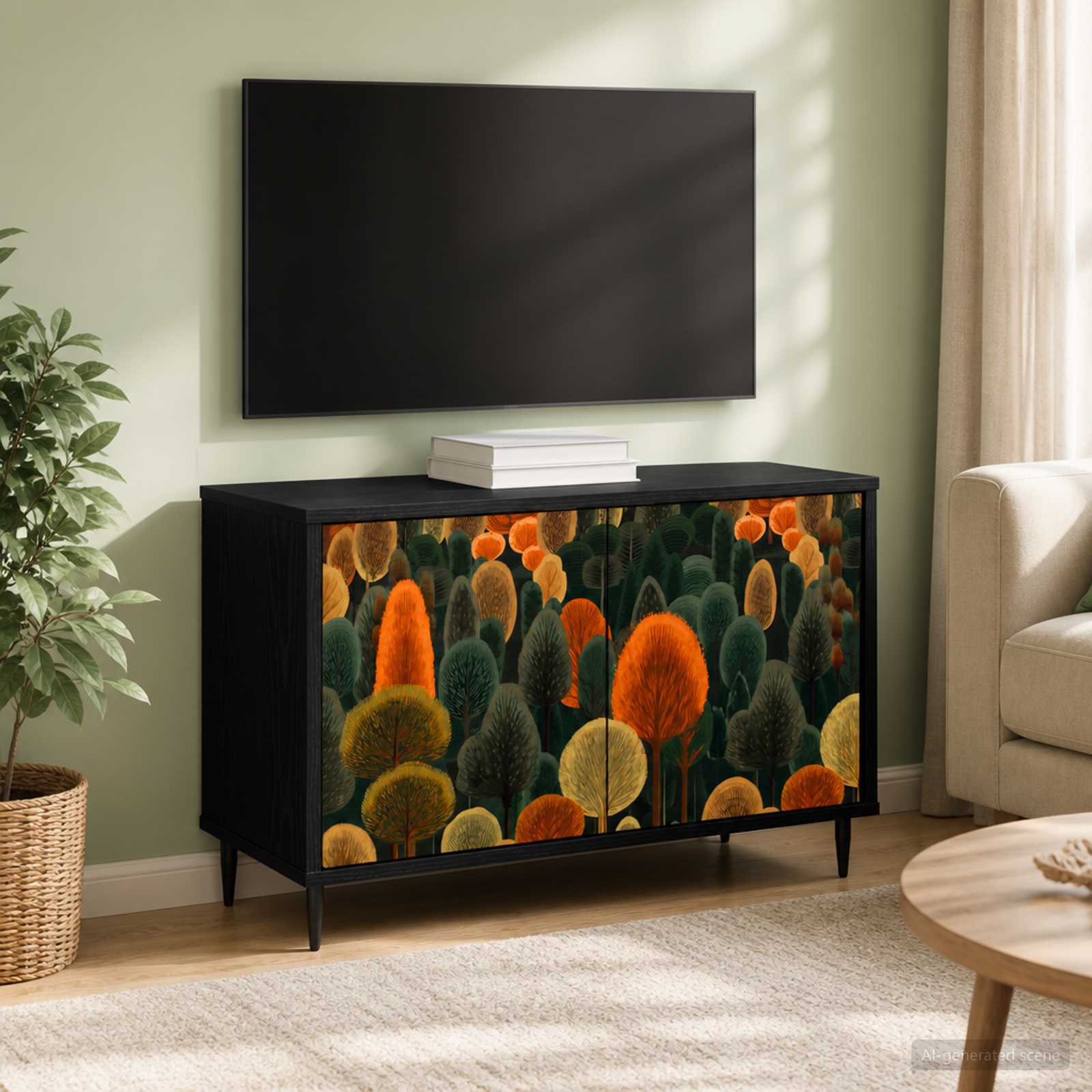 vidaXL TV Cabinet ZAANDAM 69 x 33 x 50.5 cm Black Oak Engineered Wood 1