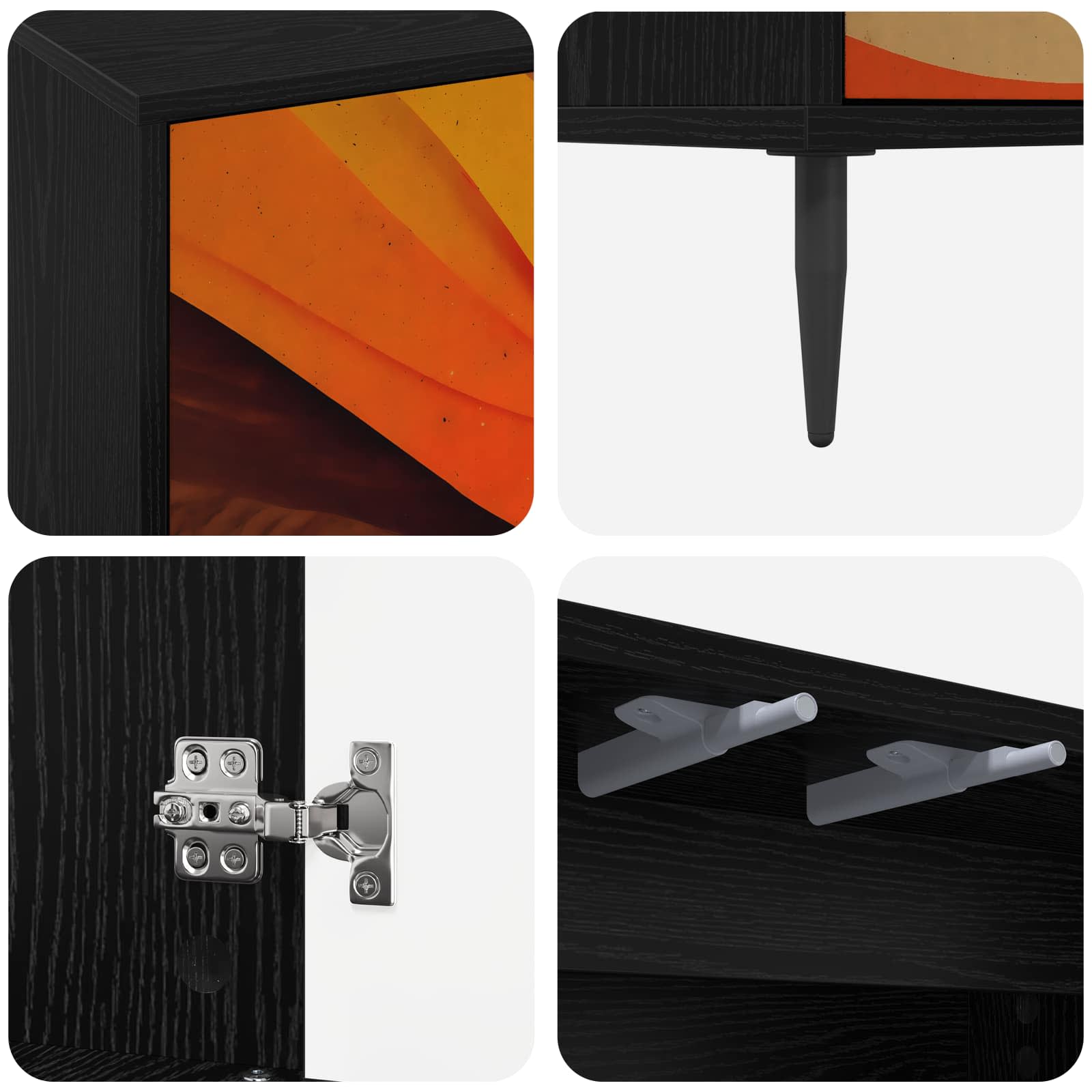 vidaXL TV Cabinet BONN 69 x 33 x 50.5 cm Black Oak Engineered Wood 6