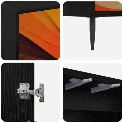 vidaXL TV Cabinet BONN 69 x 33 x 50.5 cm Black Oak Engineered Wood 6