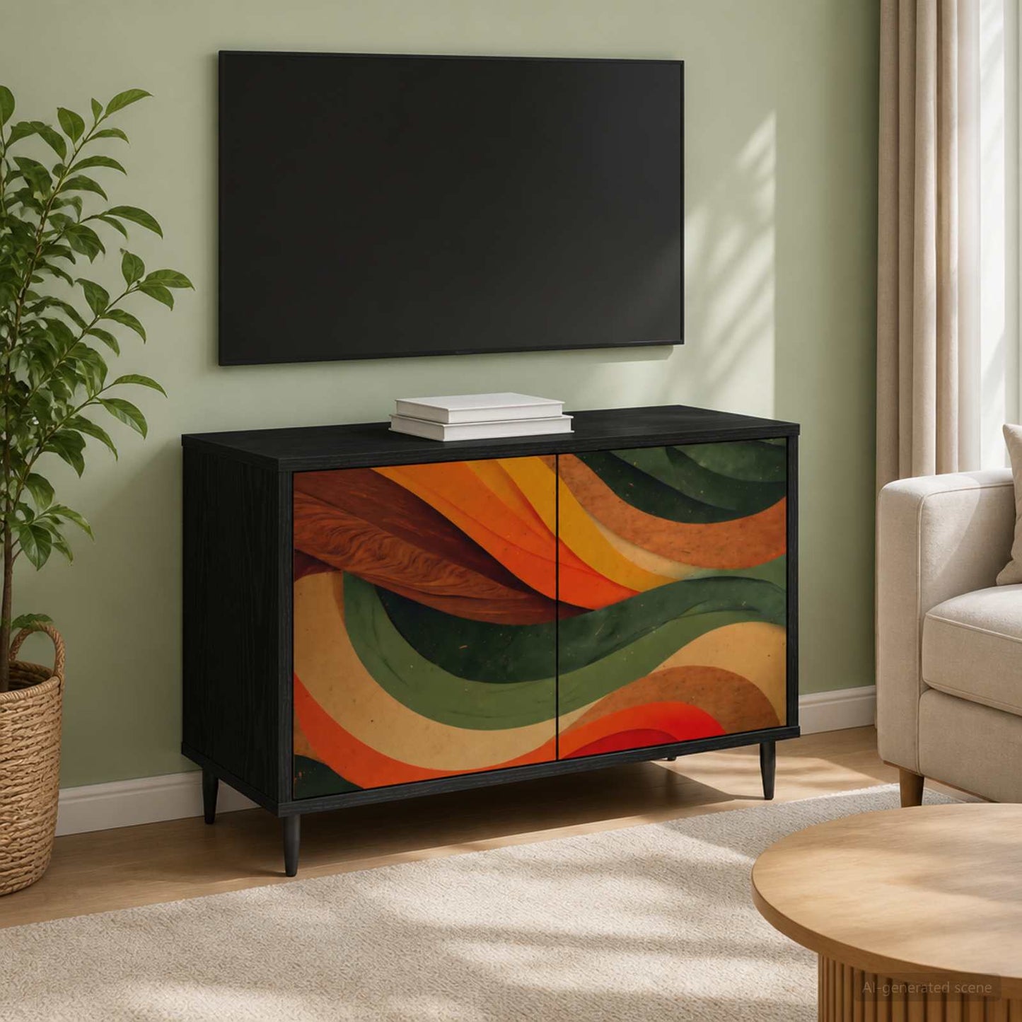 vidaXL TV Cabinet BONN 69 x 33 x 50.5 cm Black Oak Engineered Wood 1