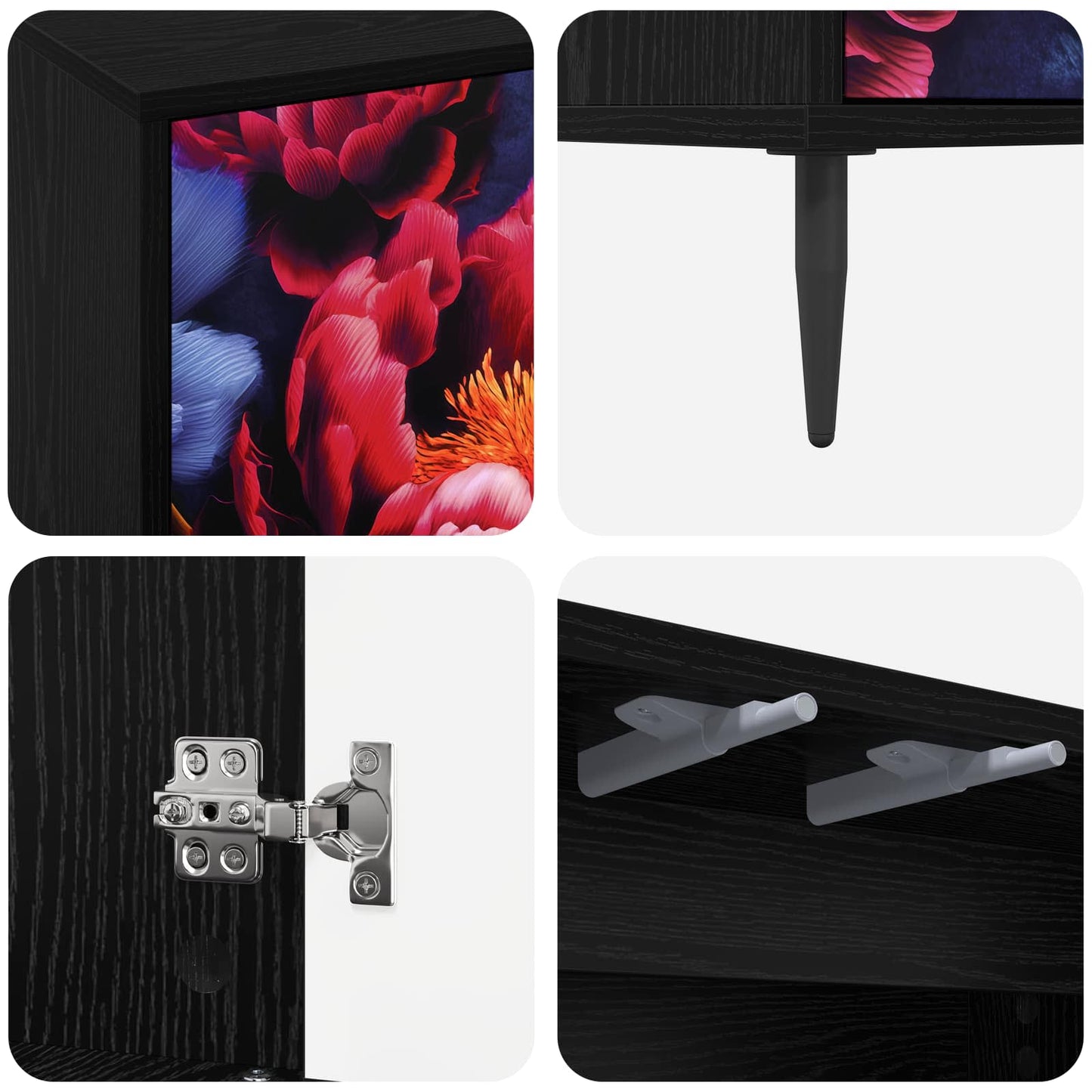 vidaXL TV Cabinet KIEL 69 x 33 x 50.5 cm Black Oak Engineered Wood 6