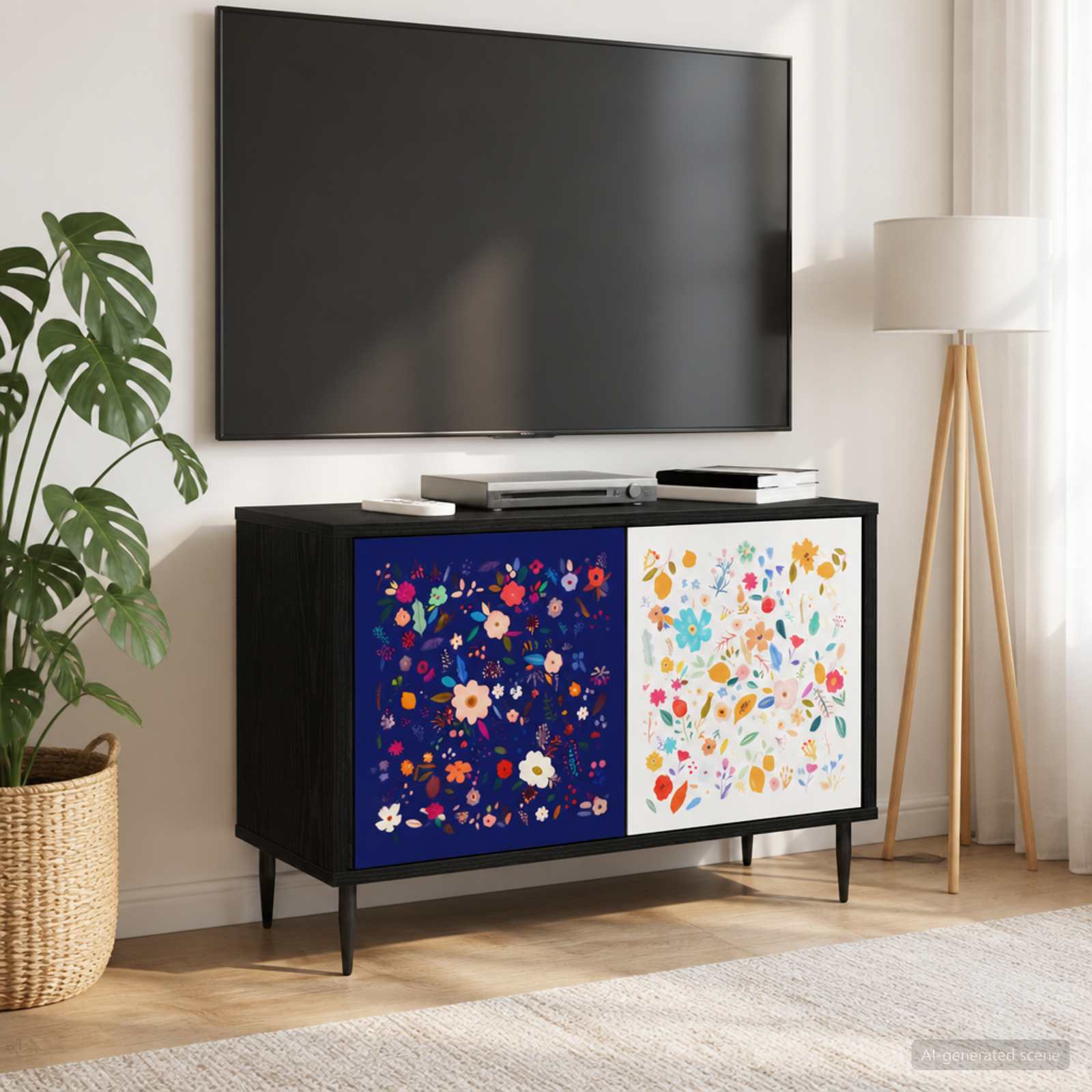 vidaXL TV Cabinet MAINZ 69 x 33 x 50.5 cm Black Oak Engineered Wood 1
