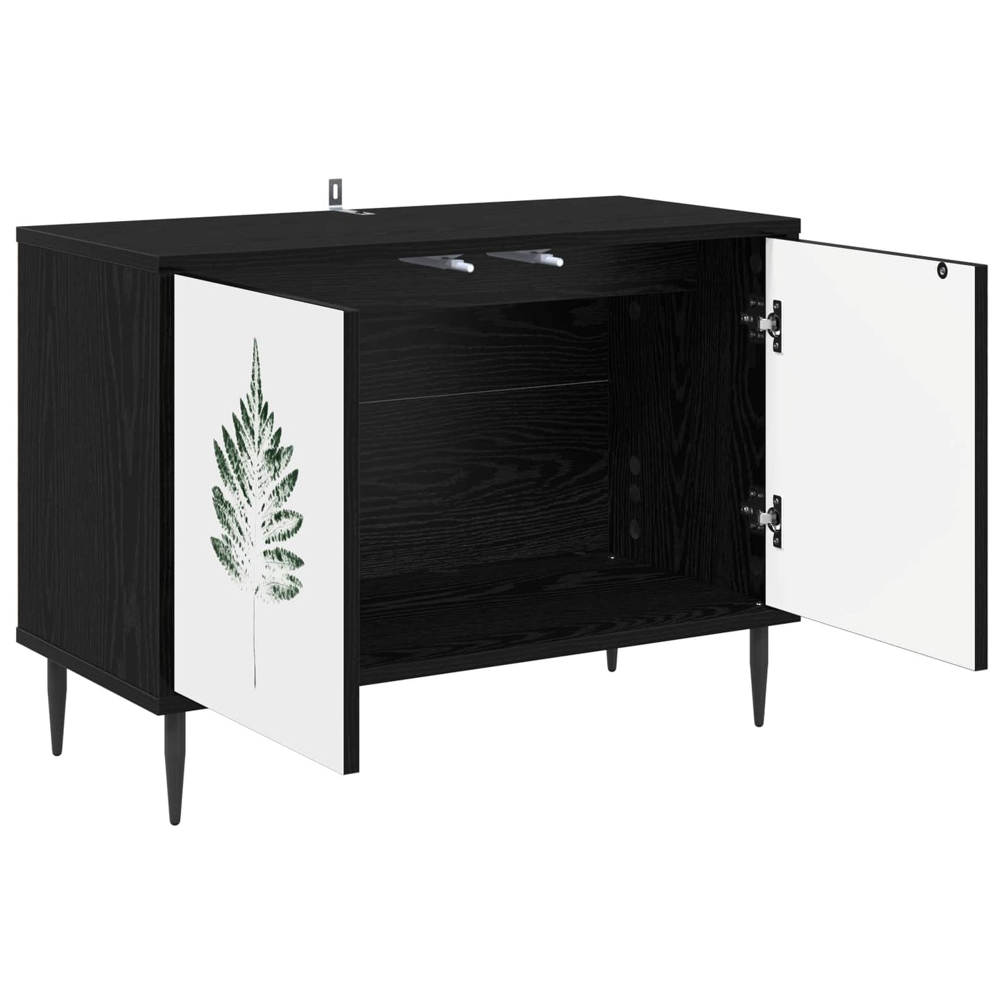 vidaXL TV Cabinet HANAU 69 x 33 x 50.5 cm Black Oak Engineered Wood 3