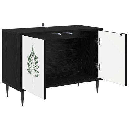vidaXL TV Cabinet HANAU 69 x 33 x 50.5 cm Black Oak Engineered Wood 3