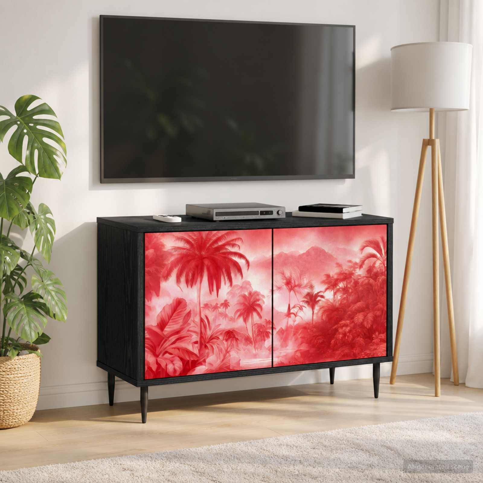 vidaXL TV Cabinet AACHEN 69 x 33 x 50.5 cm Black Oak Engineered Wood 1