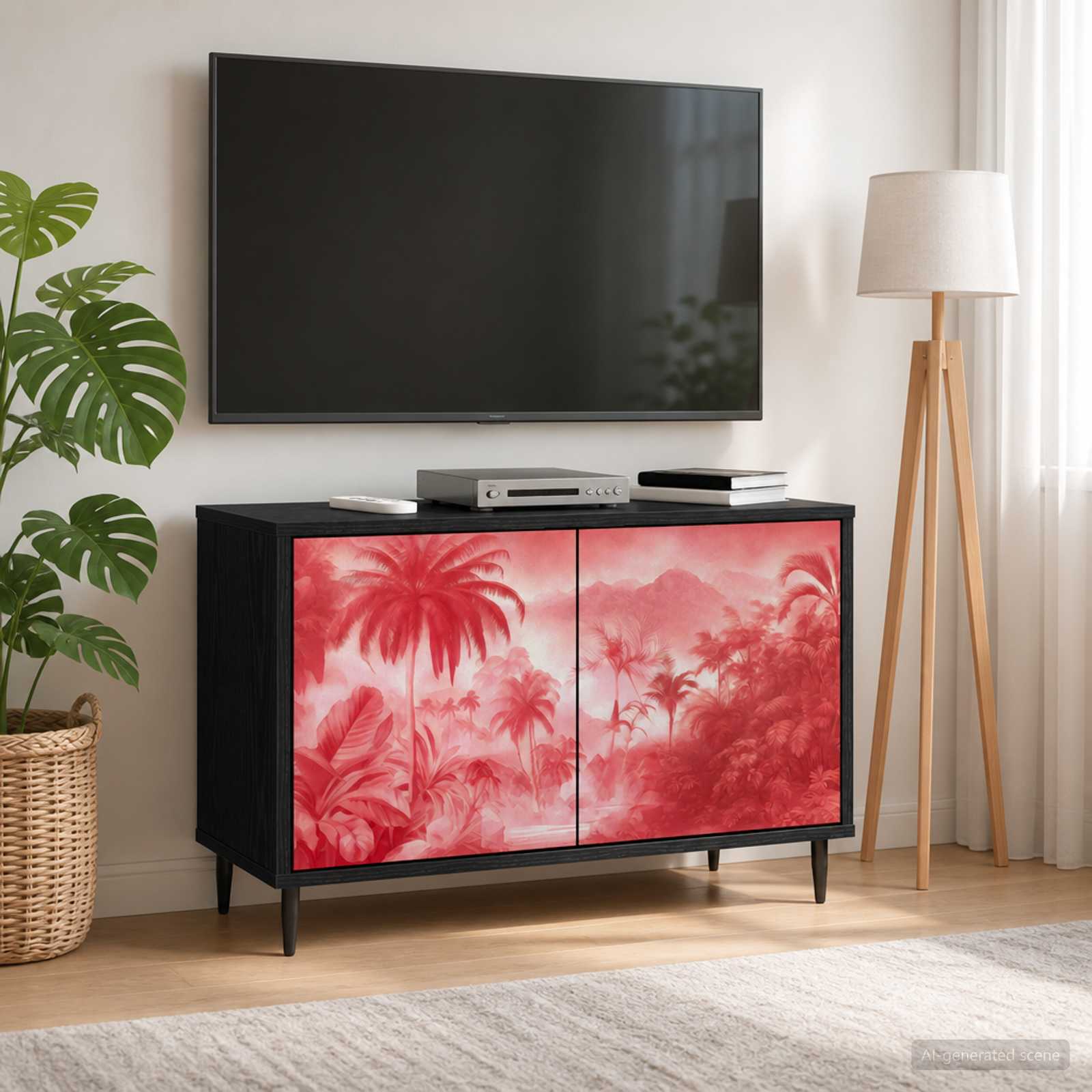 vidaXL TV Cabinet AACHEN 69 x 33 x 50.5 cm Black Oak Engineered Wood 3