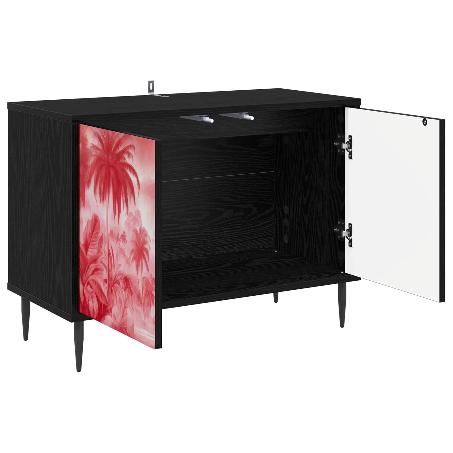 vidaXL TV Cabinet AACHEN 69 x 33 x 50.5 cm Black Oak Engineered Wood 4