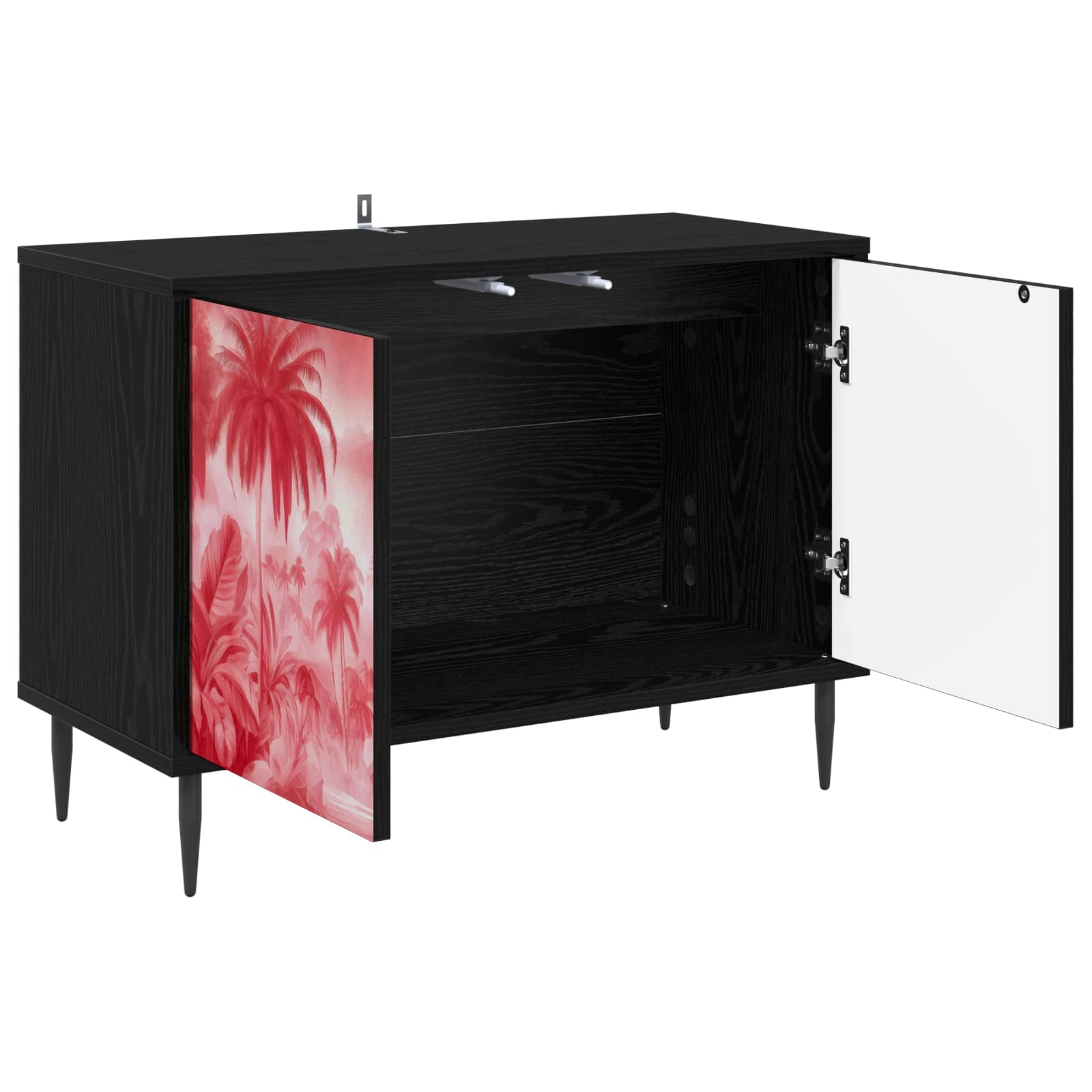 vidaXL TV Cabinet AACHEN 69 x 33 x 50.5 cm Black Oak Engineered Wood 4