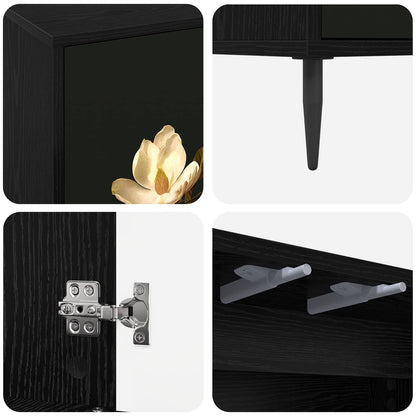vidaXL TV Cabinet BREMEN 69 x 33 x 50.5 cm Black Oak Engineered Wood 6