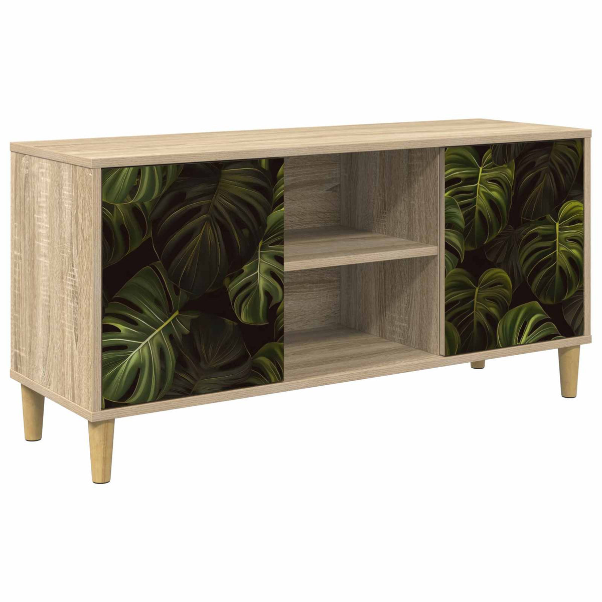 TV Cabinet BONN 102 x 33 x 50 cm Sonoma Engineered Wood Palm leave print