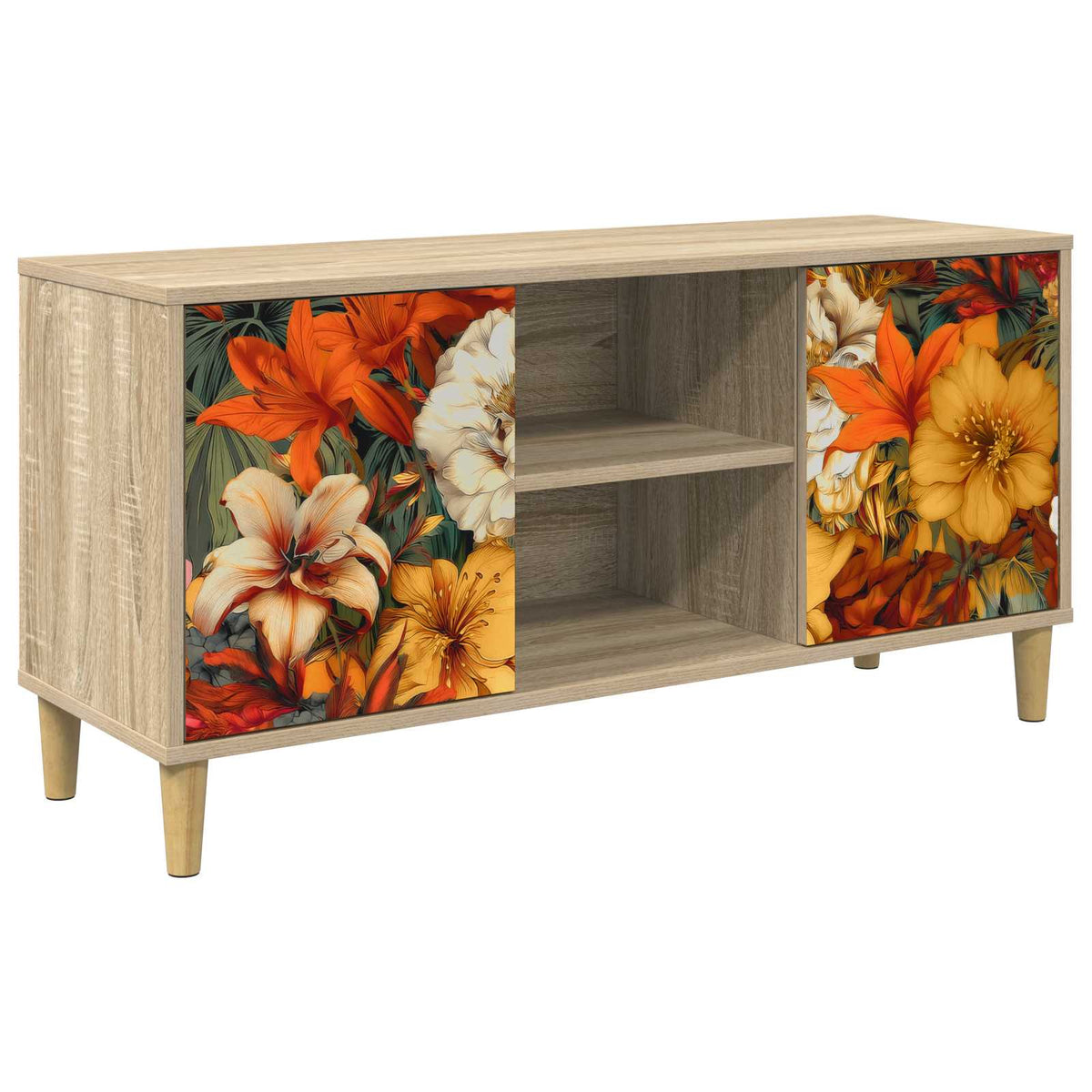 TV Cabinet BONN 102 x 33 x 50 cm Sonoma Engineered Wood Lily print