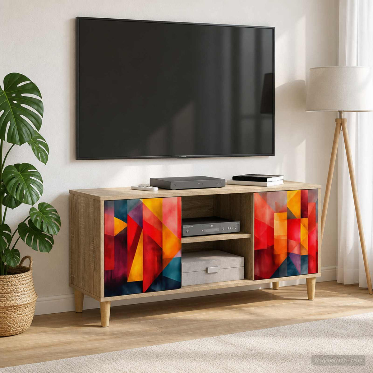 TV Cabinet BONN 102 x 33 x 50 cm Sonoma Engineered Wood Color block print