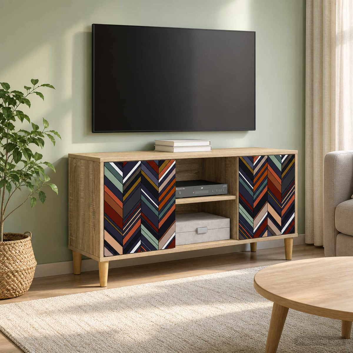 TV Cabinet BONN 102 x 33 x 50 cm Sonoma Engineered Wood Geometric print
