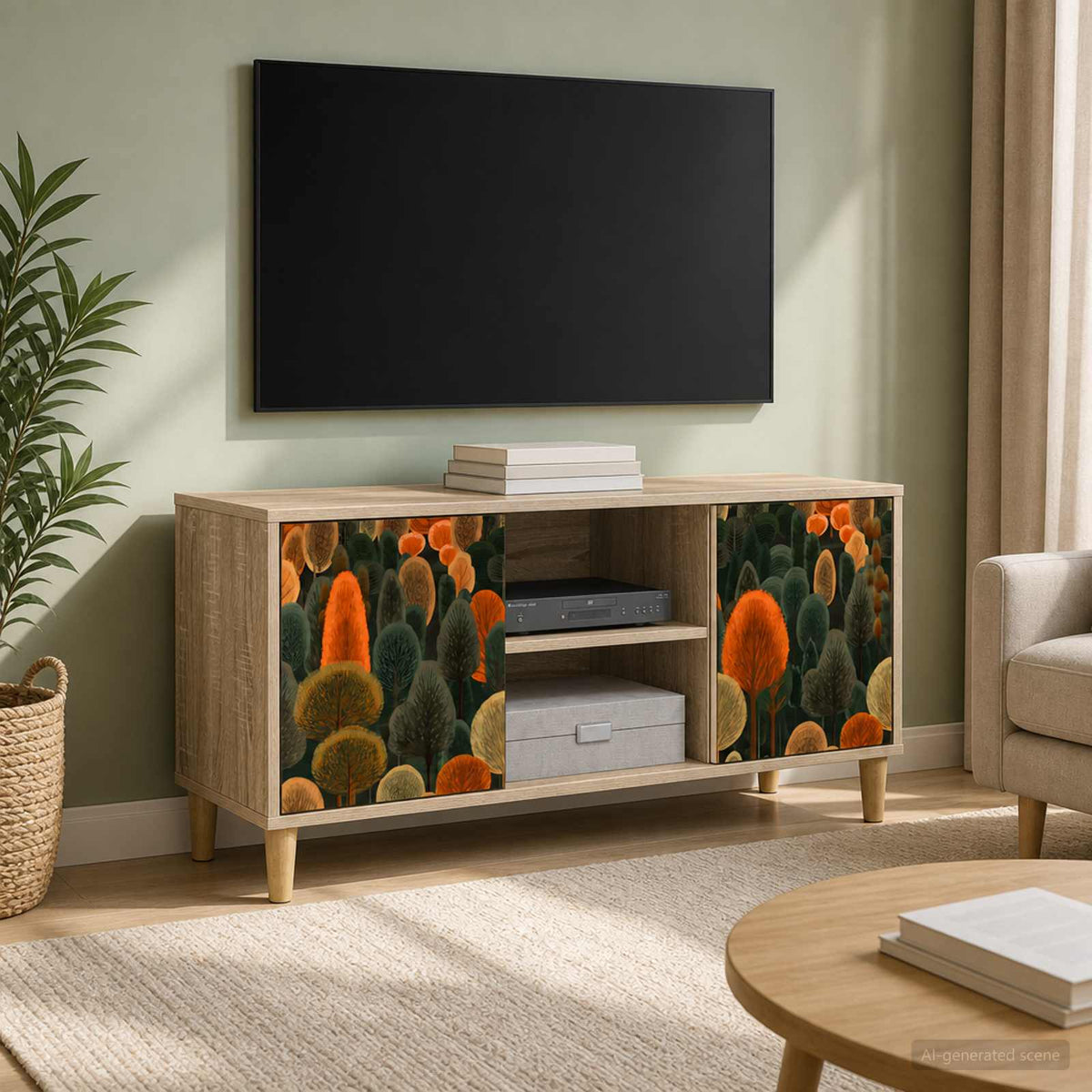 TV Cabinet BONN 102 x 33 x 50 cm Sonoma Engineered Wood Forest print