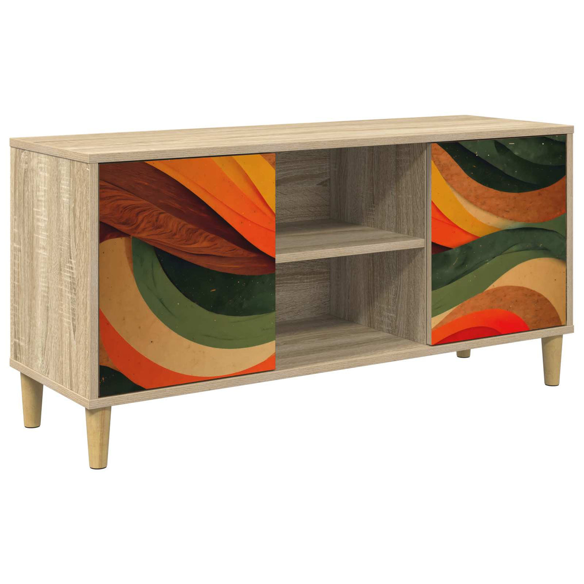 TV Cabinet BONN 102 x 33 x 50 cm Sonoma Engineered Wood Retro wave print