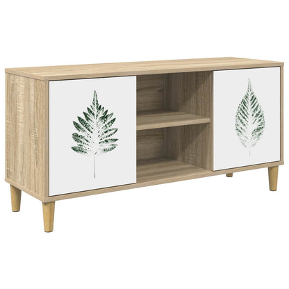TV Cabinet BONN 102 x 33 x 50 cm Sonoma Engineered Wood Green leave print