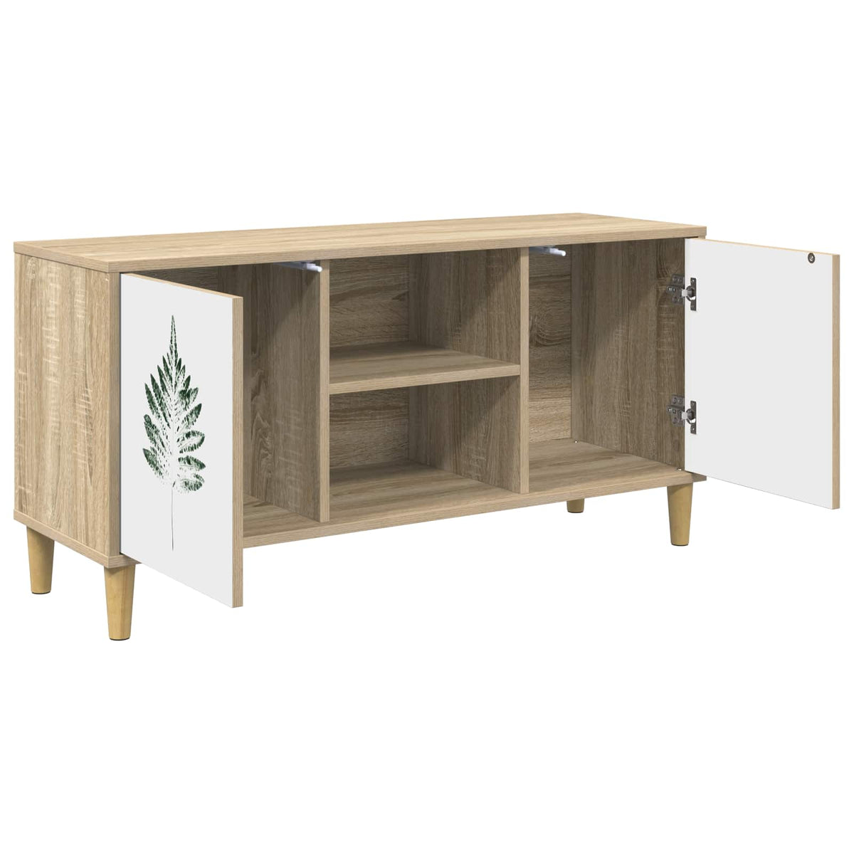 TV Cabinet BONN 102 x 33 x 50 cm Sonoma Engineered Wood Green leave print