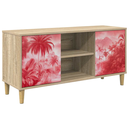 TV Cabinet BONN 102 x 33 x 50 cm Sonoma Engineered Wood Pink palm tree print