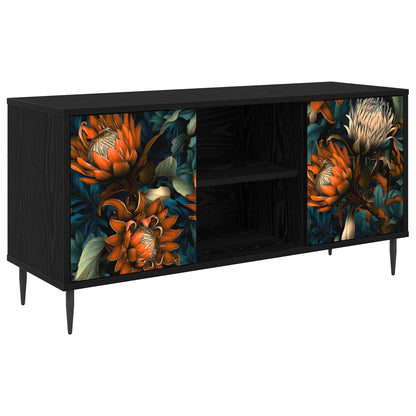 TV Cabinet BONN 102 x 33 x 51 cm Black Oak Engineered Wood Orange print