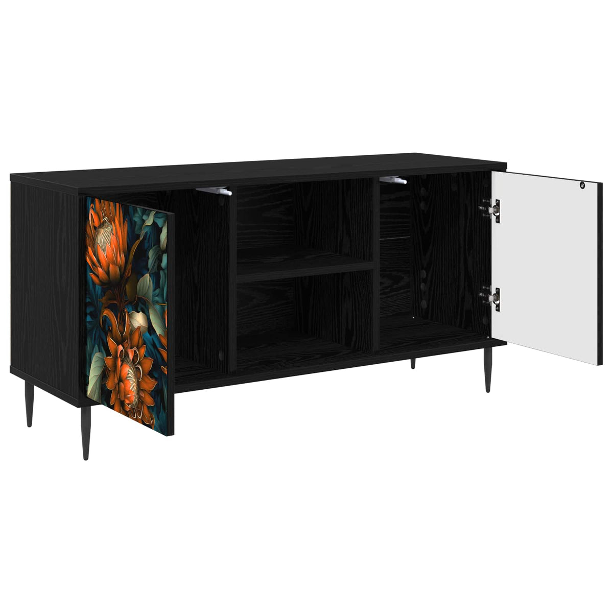 TV Cabinet BONN 102 x 33 x 51 cm Black Oak Engineered Wood Orange print