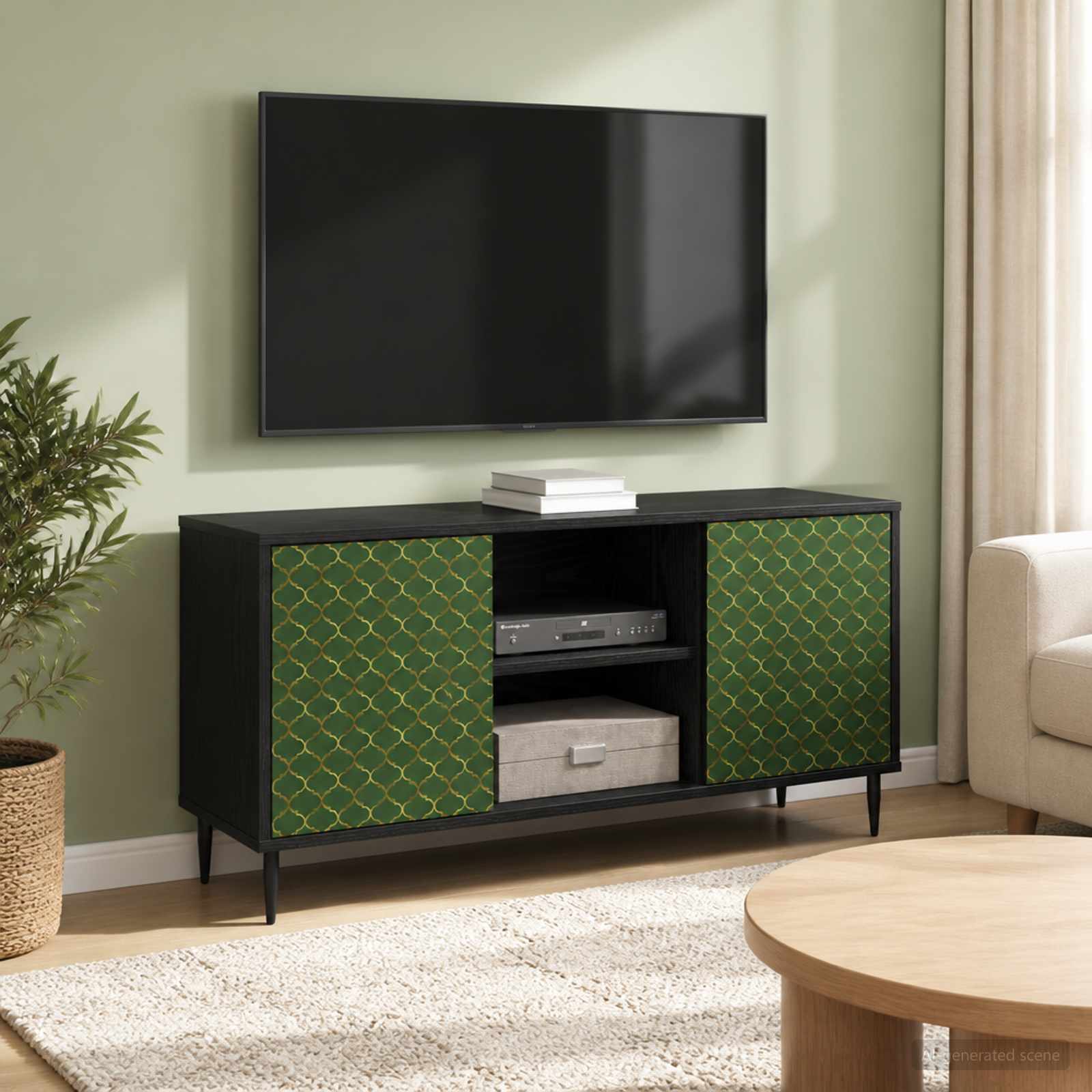 vidaXL TV Cabinet GELEEN 102 x 33 x 51 cm Black Oak Engineered Wood 1