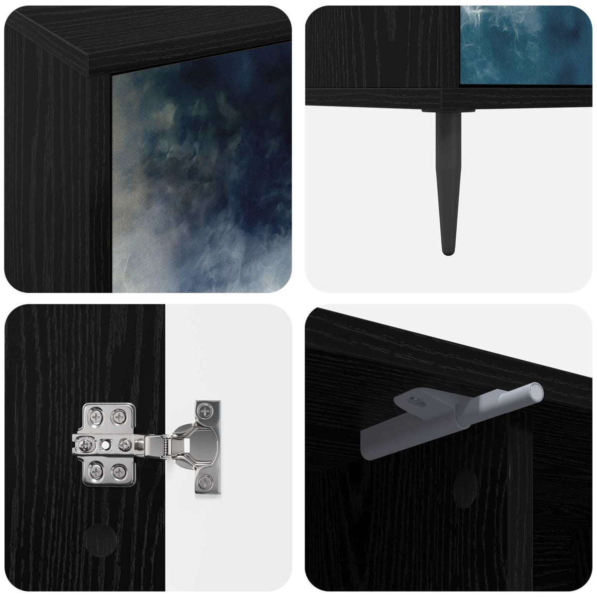 vidaXL TV Cabinet RAALTE 102 x 33 x 51 cm Black Oak Engineered Wood 6