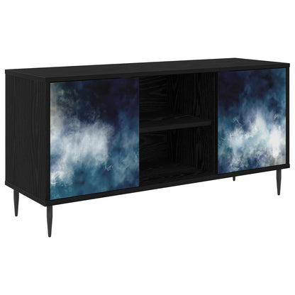TV Cabinet BONN 102 x 33 x 51 cm Black Oak Engineered Wood Blue marble print