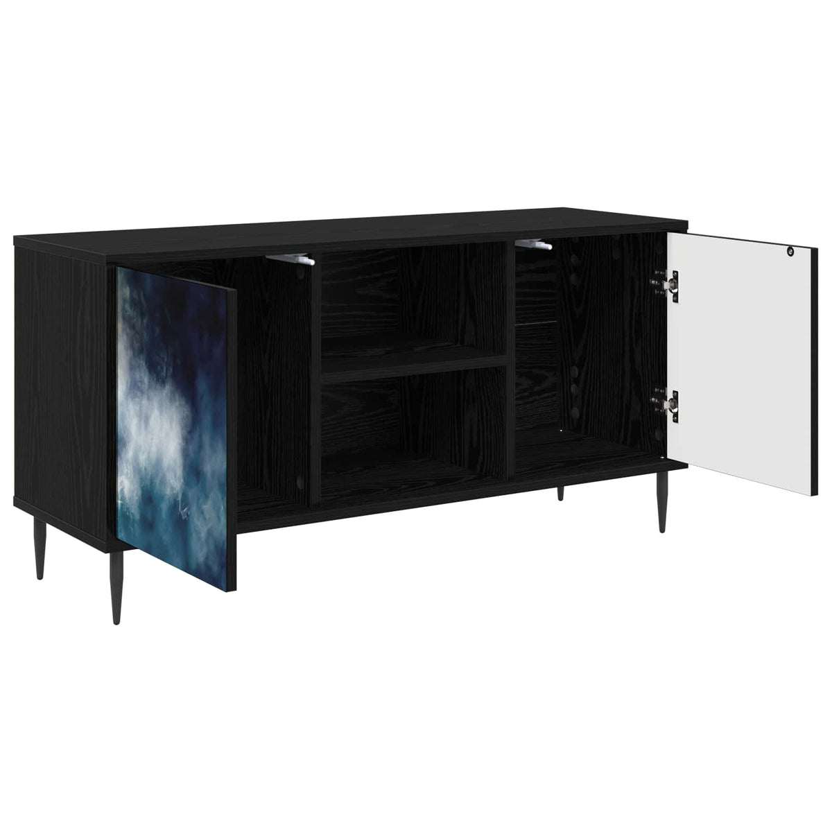 TV Cabinet BONN 102 x 33 x 51 cm Black Oak Engineered Wood Blue marble print
