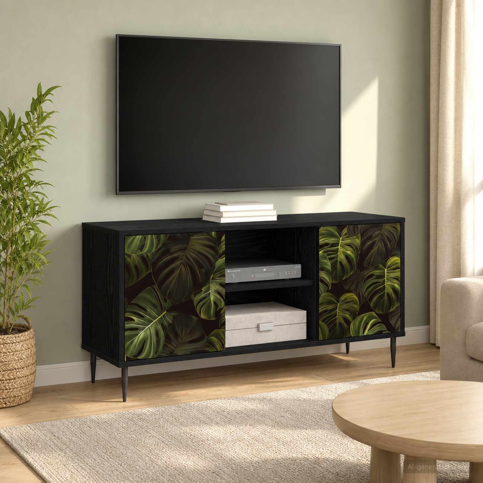 vidaXL TV Cabinet ELBURG 102 x 33 x 51 cm Black Oak Engineered Wood 1