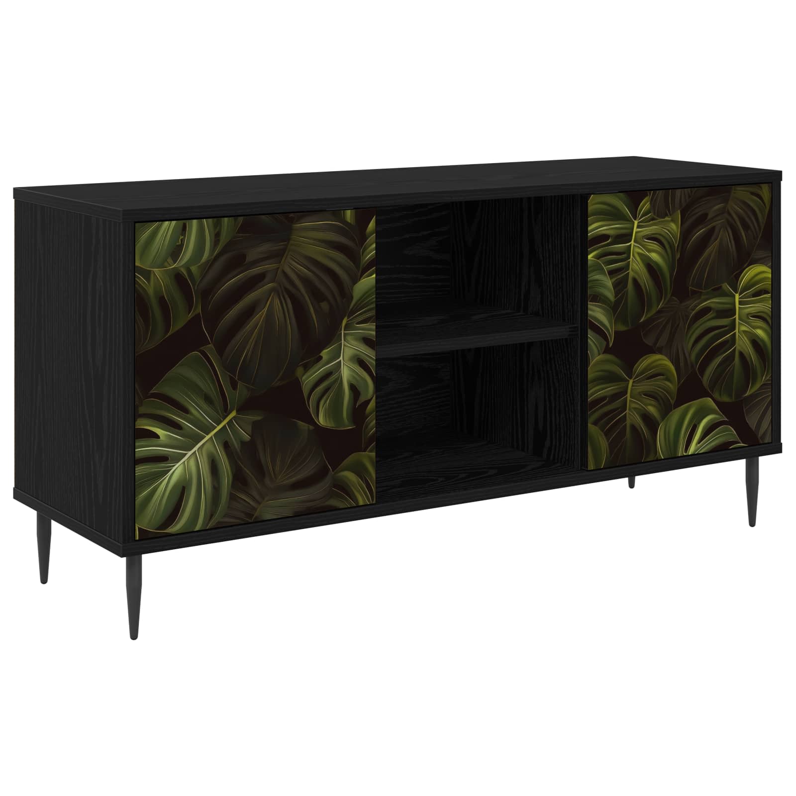 vidaXL TV Cabinet ELBURG 102 x 33 x 51 cm Black Oak Engineered Wood 2
