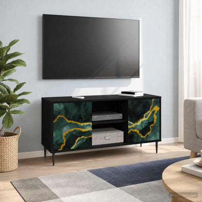 vidaXL TV Cabinet WIJHE 102 x 33 x 51 cm Black Oak Engineered Wood 1