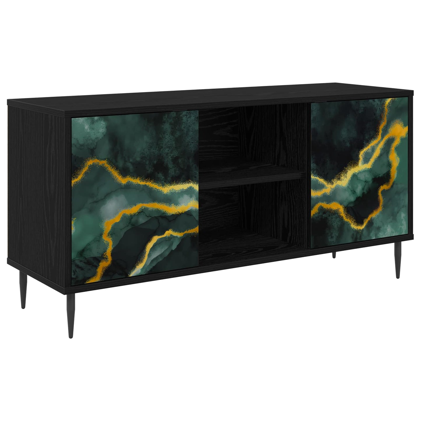 vidaXL TV Cabinet WIJHE 102 x 33 x 51 cm Black Oak Engineered Wood 2