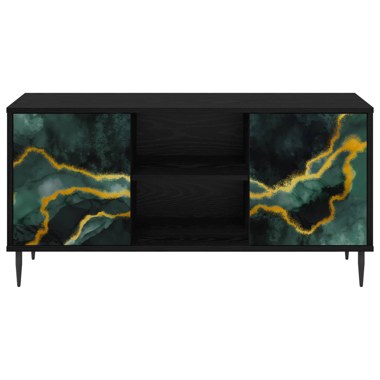 vidaXL TV Cabinet WIJHE 102 x 33 x 51 cm Black Oak Engineered Wood 4
