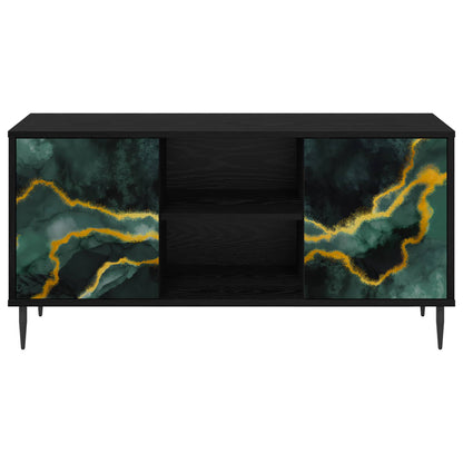 vidaXL TV Cabinet WIJHE 102 x 33 x 51 cm Black Oak Engineered Wood 4