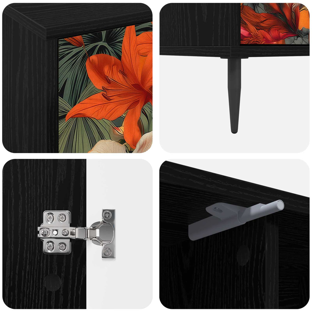 vidaXL TV Cabinet GENNEP 102 x 33 x 51 cm Black Oak Engineered Wood 6
