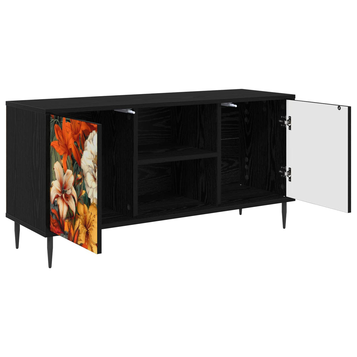 vidaXL TV Cabinet GENNEP 102 x 33 x 51 cm Black Oak Engineered Wood 3