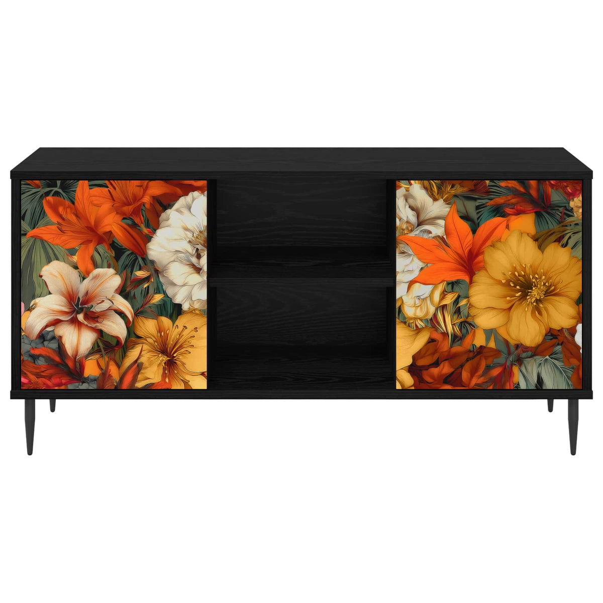 vidaXL TV Cabinet GENNEP 102 x 33 x 51 cm Black Oak Engineered Wood 4
