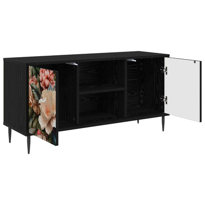 vidaXL TV Cabinet BORNE 102 x 33 x 51 cm Black Oak Engineered Wood 3