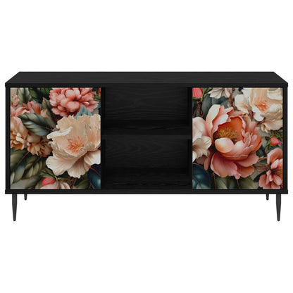 vidaXL TV Cabinet BORNE 102 x 33 x 51 cm Black Oak Engineered Wood 4