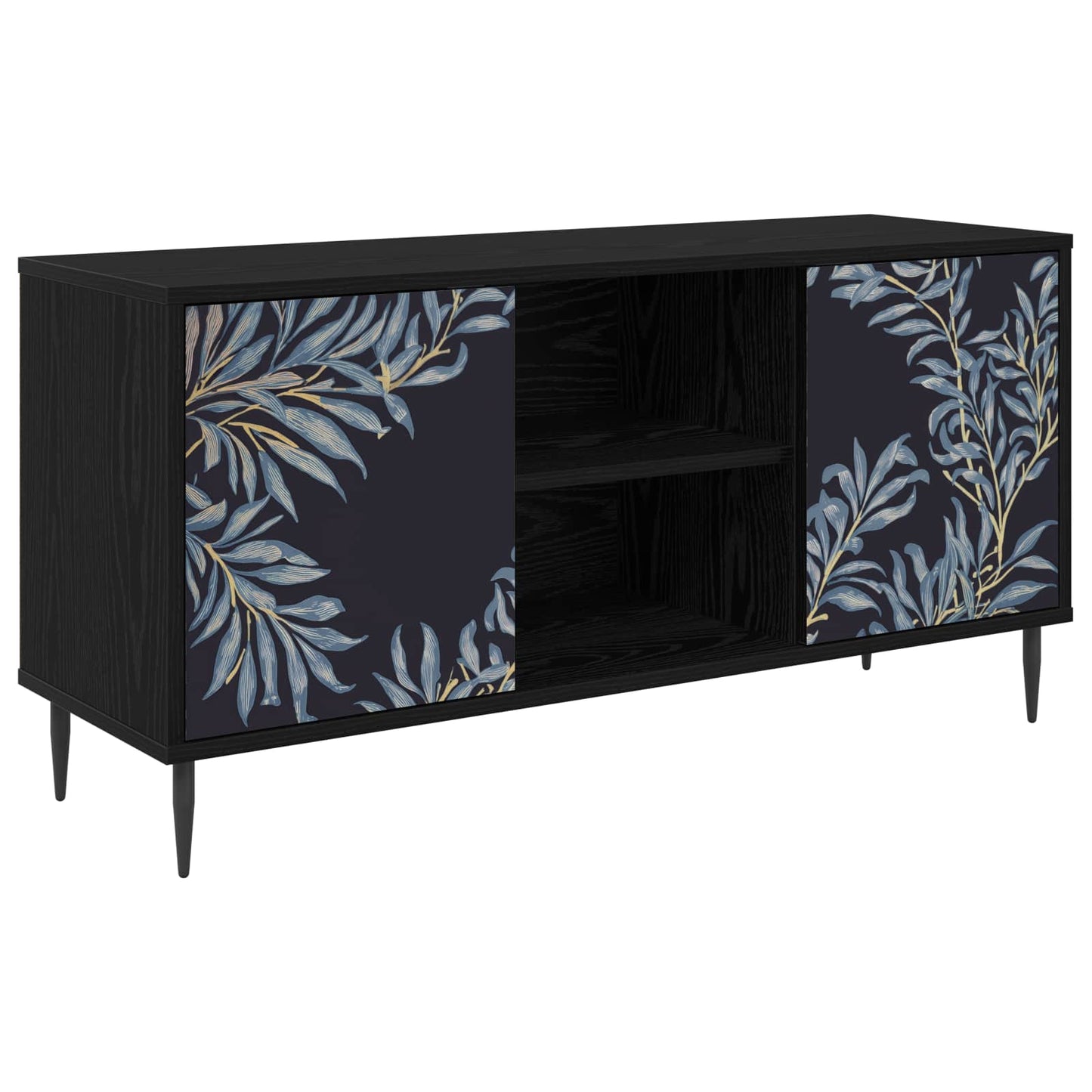 vidaXL TV Cabinet DOKKUM 102 x 33 x 51 cm Black Oak Engineered Wood 2