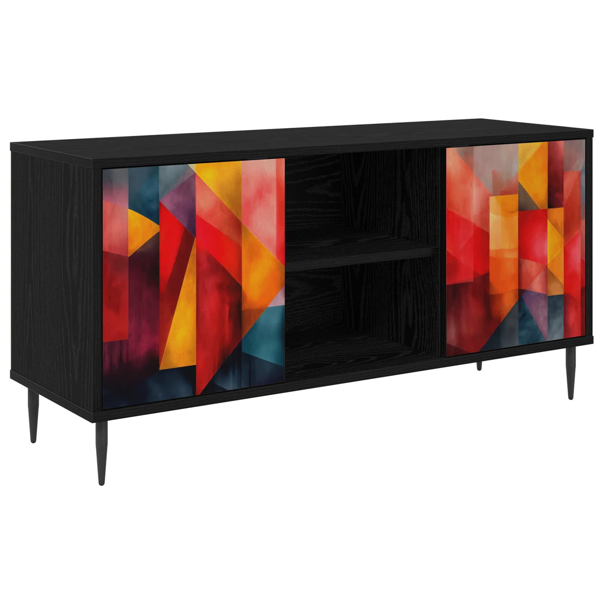 vidaXL TV Cabinet HEESCH 102 x 33 x 51 cm Black Oak Engineered Wood 2