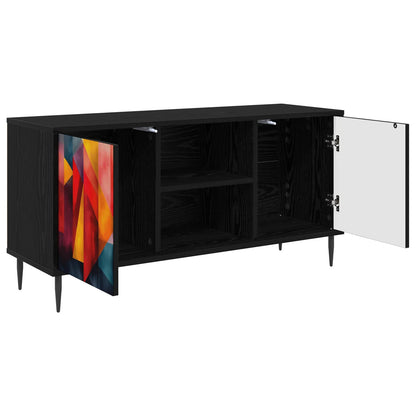 vidaXL TV Cabinet HEESCH 102 x 33 x 51 cm Black Oak Engineered Wood 3