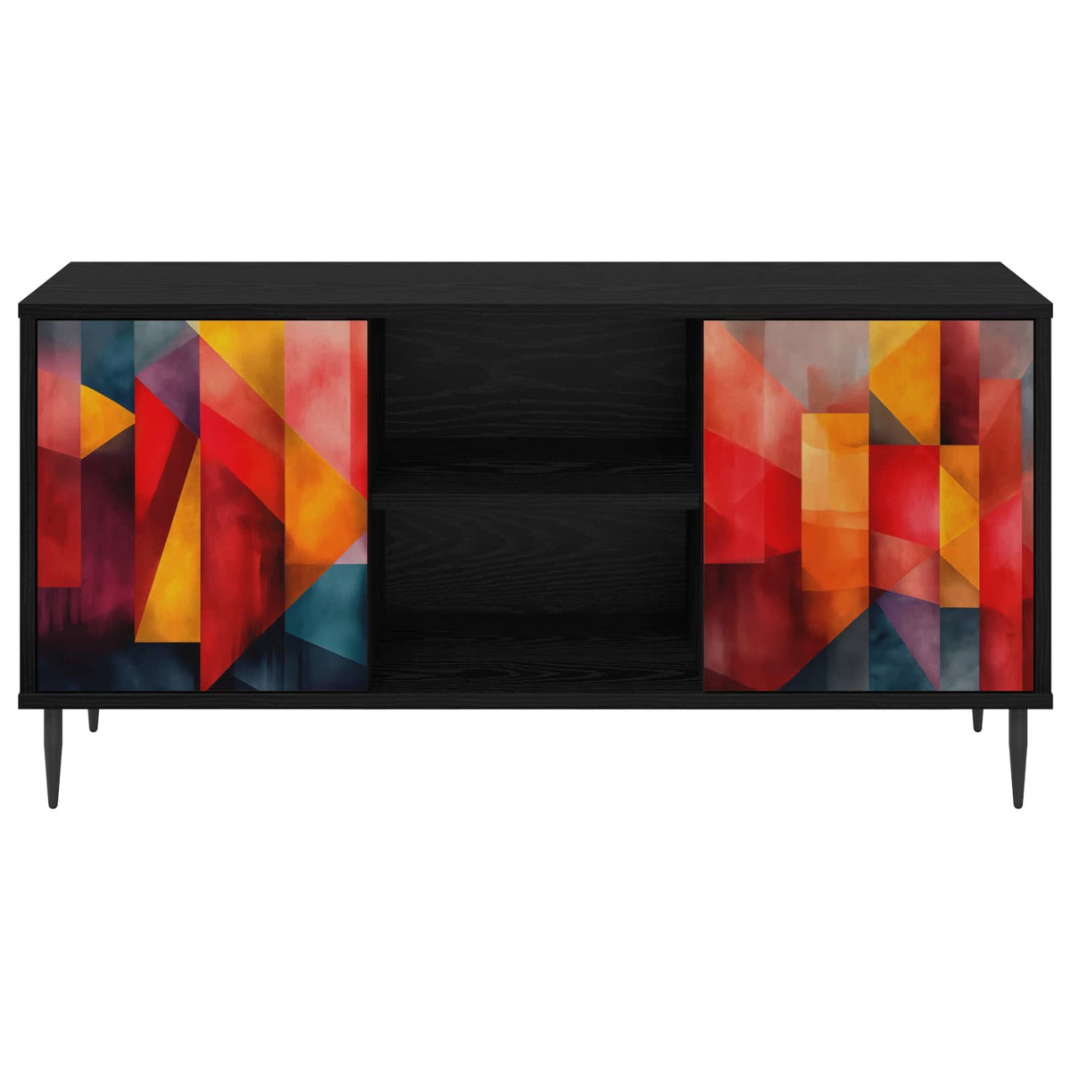 vidaXL TV Cabinet HEESCH 102 x 33 x 51 cm Black Oak Engineered Wood 4