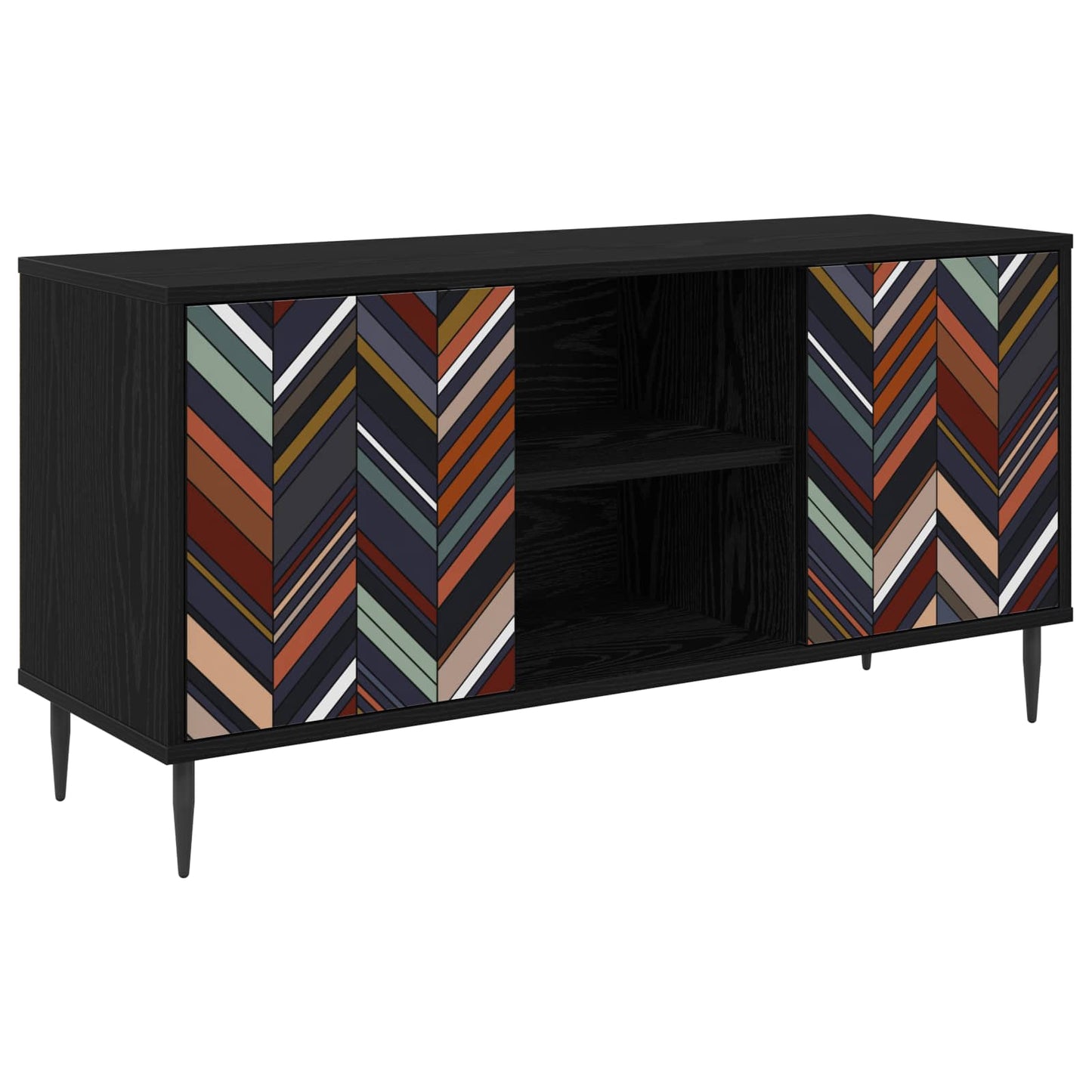 vidaXL TV Cabinet OMMEN 102 x 33 x 51 cm Black Oak Engineered Wood 2