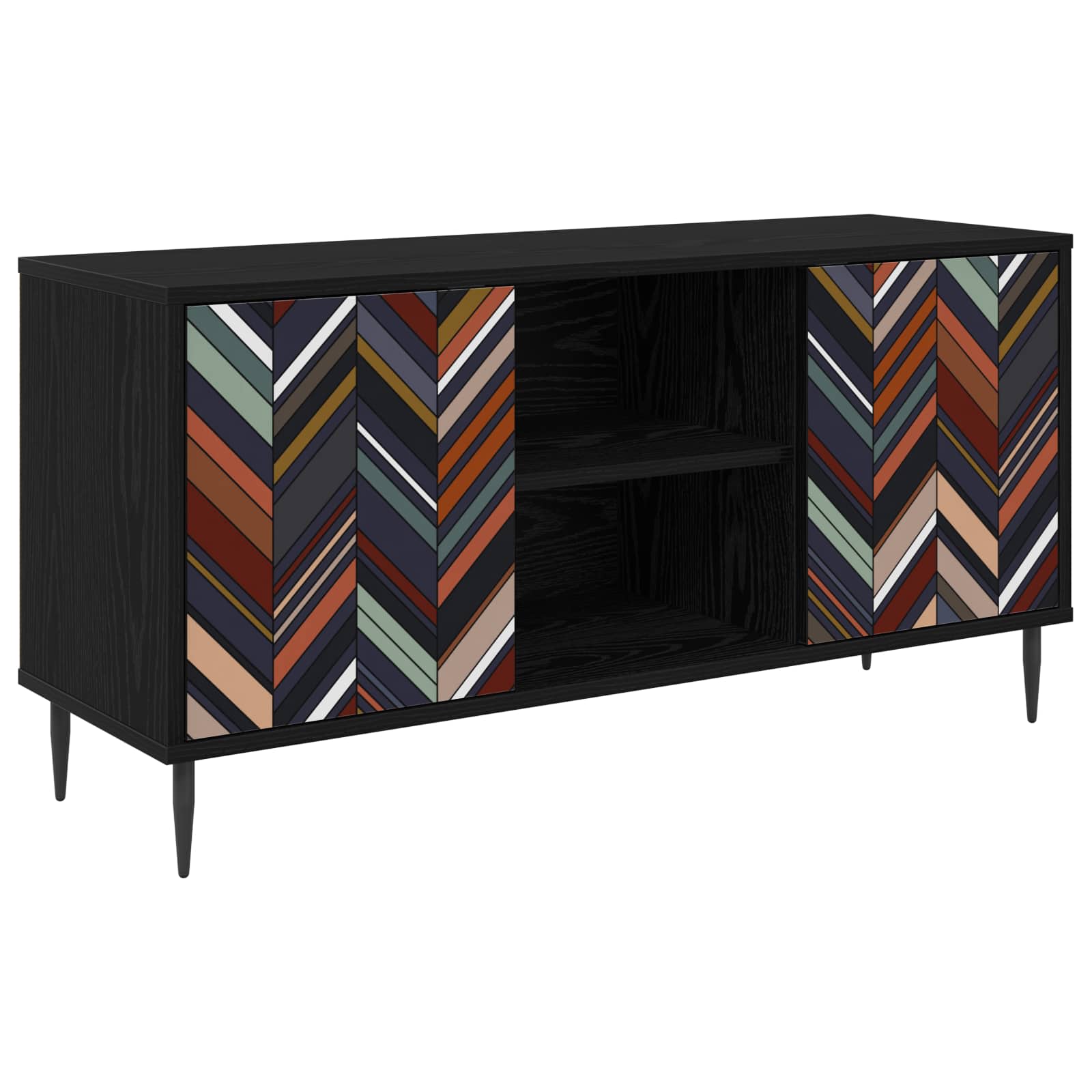 vidaXL TV Cabinet OMMEN 102 x 33 x 51 cm Black Oak Engineered Wood 2